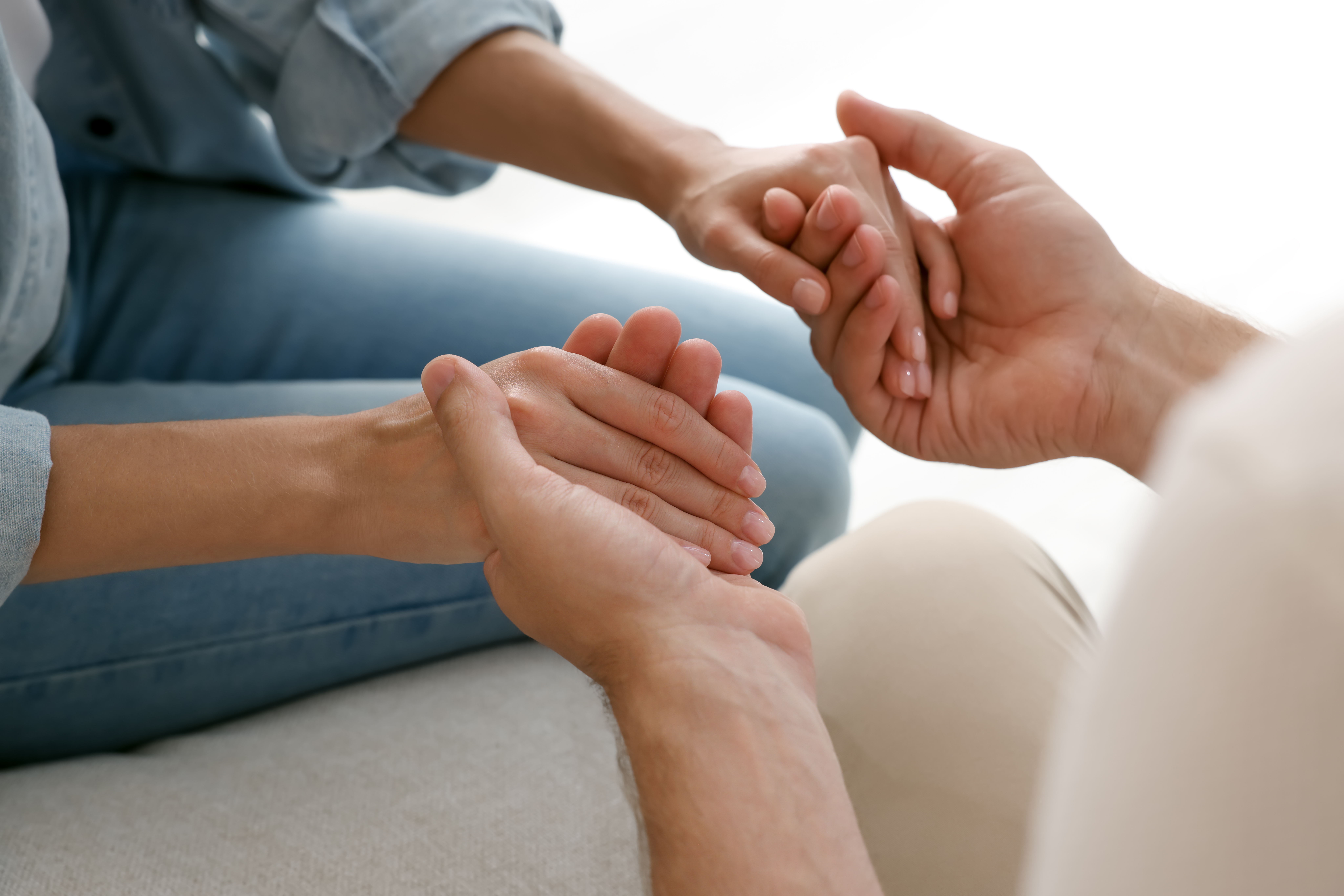 People Holding Hands And Praying Together Indoors, Clo